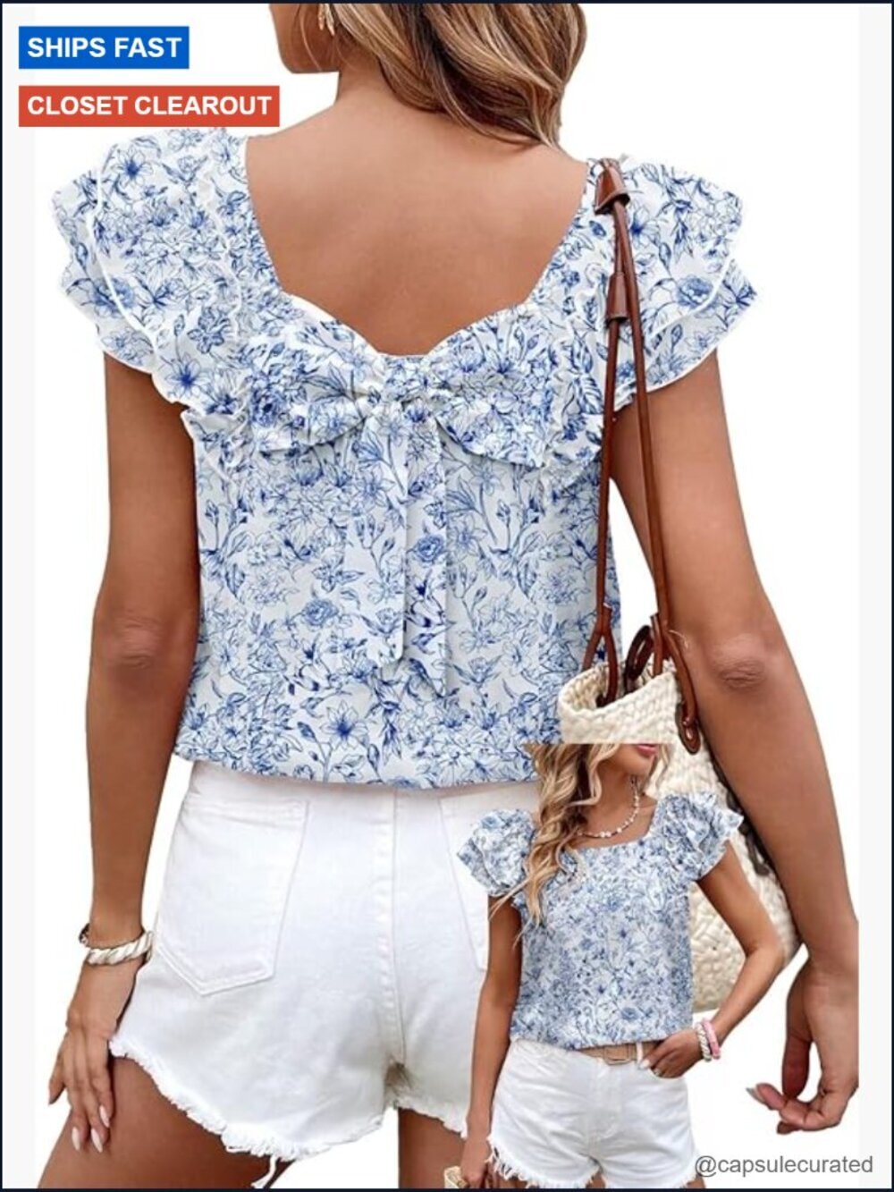 Women Bow Tie Back Tops Cute Ruffle Short Sleeve Chiffon Blouse Trendy Tunic